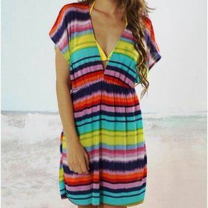 Women's Colorful Stripes Beach Cover Up